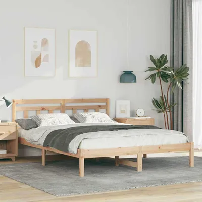 Image de Maison Exclusive - Cadre de lit marron 150 x 200 cm Bois de pin massif