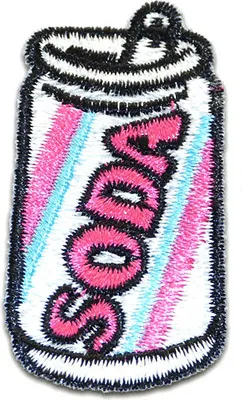 Produktbild von Soda Wasser Getränk Trinkbecher Dose - Aufnäher, Bügelbild, Aufbügler, Applikationen, Patches, Flicken, Zum Aufbügeln, Größe: 5,8 x 2,9 cm