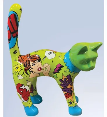 Zdjęcie produktu dla Casa Padrino XXL Deco Sculpture Cat Green / Multicoloured 114 x H. 148 cm - Figurka Deco