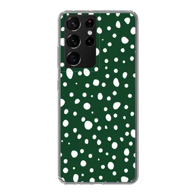 Produktbild von MuchoWow® Handyhülle Schutzhülle Hülle für Samsung Galaxy S21 Ultra Polka dots - Weiß - Grün Silikon Softcase Handy Hülle - Mobiltelefon