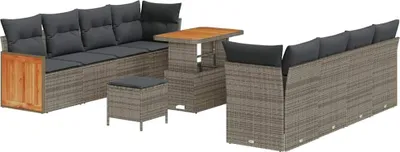 Immagine prodotto di vidaXL Set di divani da giardino con cuscini 12 pezzi Grigio poli rattan