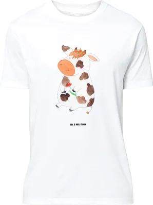 Produktbild von Mr. & Mrs. Panda Größe L T-Shirt Kuh - Weiß - Geschenk, Motivtion, Bauernhof, Spruch, Tshirt, Shirt, mit, Kühe, Hof