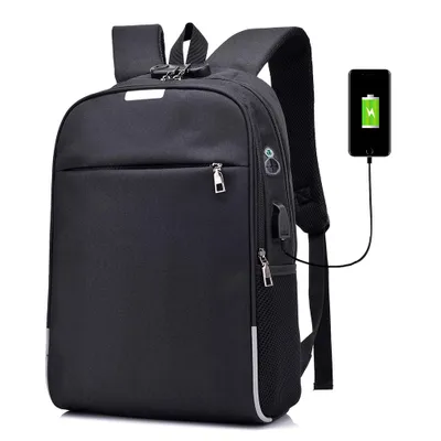 Obrázek produktu pro 15,6palcový batoh na notebook, velká kapacita, ochrana proti krádeži, číselný zámek, externí USB konektor pro sluchátka, černý
