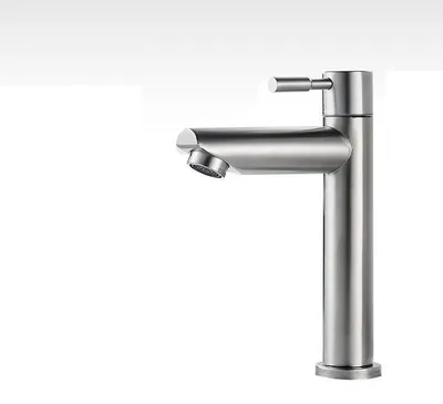 Image de Robinet de lavabo monobloc, robinet d'eau froide pour lavabo, robinet de lavabo en cuivre chromé, durable