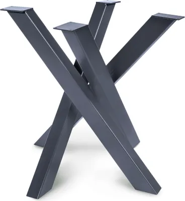 Obrázek produktu pro Magnetický rám stolu Mobel Orion (velikost S 77X77Xh71 cm, šedá / antracitová ) Designový křížový rám Heavy Duty Solid Table Skids Ocelové nohy stolu Kovový profil 8X4 cm