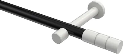 Produktbild von Interdeco Gardinenstange / Vorhangstange Schwarz / Weiß, Typ Prestige Elanto (Rillenzylinder) ohne Ringe, 20 mm Ø 1-läufig, 120 cm