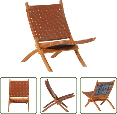 Imagen del producto de Silla reclinable "Living Store", color marrón, de cuero genuino