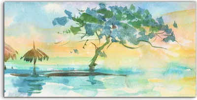 Produktbild von Coloray Canvas 100x50  Wandbild Leinwand Bilder Sonne exotische Meeres Landschaft