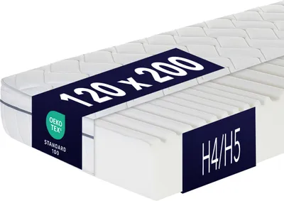 A cutaway view of a mattress with size and firmness labels.