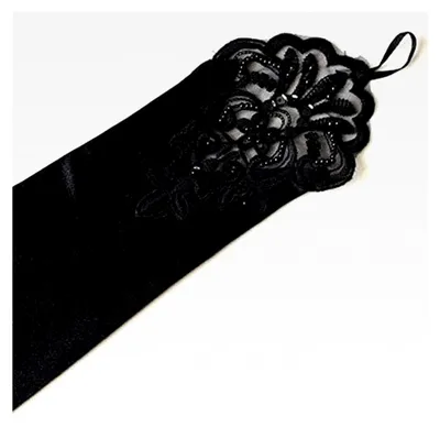 Produktbild von Fingerlose Damenhandschuhe aus Satin mit Spitze und Pailletten