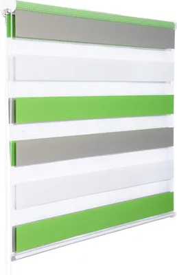 Image de Stores vénitiens double couche | Blanc, vert et gris | 65 x 150 cm