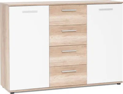 Produktbild von Sideboard >Jacklin< in Wildeiche Weiß - 120x85x35cm (BxHxT)