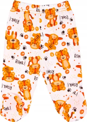 Produktbild von Babyhose mit Füßen - Größe 80 - weiß - 100% Baumwolle - Gummibund - Mit fröhlichem Muster