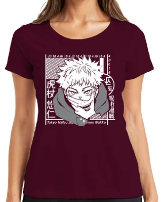 Produktbild von Jujutsu Kaisen Itadori Yuji Anime Manga Fan Geschenk Cosplay Damen T-Shirt, Burgundy, L