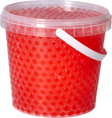 Produktbild von trendfinding 1 Liter Eimer Aqualinos Hydroperlen, Größe 0,8 bis 1,2 cm, Rot