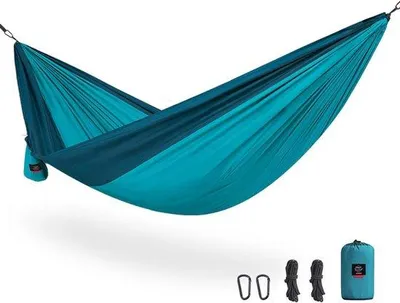 Produktbild von Robust Baumhängematte für 1-2 Personen, 180 kg Tragfähigkeit, Camping- und Wandertrekking-Set für den Garten