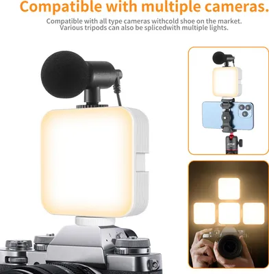 Zdjęcie produktu dla Kieszonkowa lampa wideo LED na konferencje, do komputera, tabletu, telefonu komórkowego, lustrzanki cyfrowej, 3000-6500 K, ściemniana, zintegrowany akumulator z klipsem i uchwytem na zimną stopkę