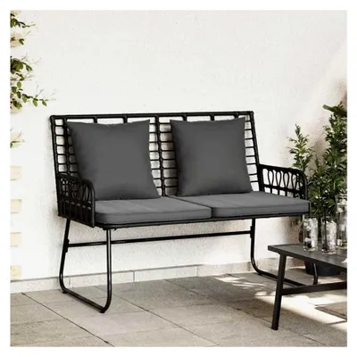 Produktbild von Gartenbank mit Kissen in Schwarz und Anthrazit, 113 x 69 x 83 cm