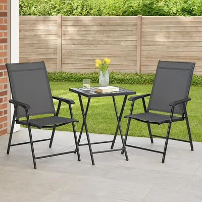 Produktbild von 2er Set moderner Gartenstühle mit 5-fach verstellbarer Rückenlehne