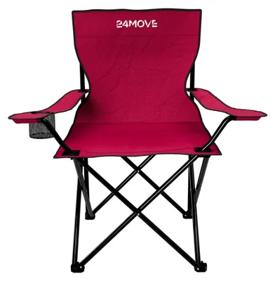 Produktbild von 24MOVE® Campingstuhl Faltstuhl, rot, mit Getränkehalter und Tragetasche Outdoor, faltbar max. 100kg, Angerstuhl, Klappstuhl