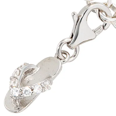 Produktbild von Anhänger Einhänger Charm Flip Flop mit Zirkonia 925 Silber rhodiniert Dangle