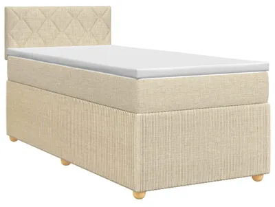 Produktbild von vidaXL Boxspringbett mit Matratze mit Kopfteil Creme 90 x 200 cm Stoff