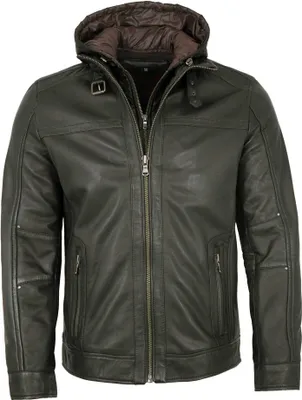 Lederjacke Lammnappa Biker Kapuze 54