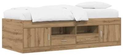 Productafbeelding van vidaXL Bedframe met opbergruimte, handgemaakt, eikenhout, 80 x 200 cm