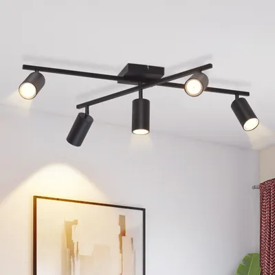 Image de ZMH Spot de plafond noir Lampe de plafond 5 flammes : Spots Lampe de plafond GU10 moderne Spot Lampe de salon
Spots de plafond orientables pour cuisine salon chambre à coucher - sans ampoules