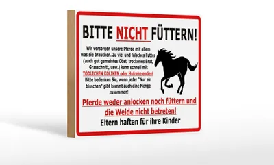 Produktbild von Holzschild Warnschild 18x12cm (Pferd) Bitte nicht füttern