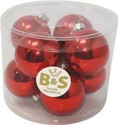 Produktbild von B&S Weihnachtskugeln Baumschmuck | Rot glanz | 8 Stück | Ø 6 cm | Glas