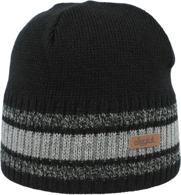 Eisglut Strickmütze Boweng Kontrast-Streifen in schwarz