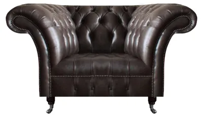 Obrázok produktu pre Dizajnové kreslo Chesterfield hnedé kožené kreslo kreslo do obývačky