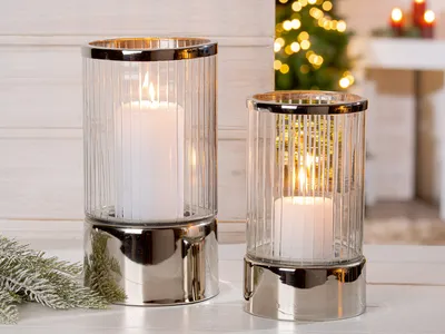 Produktbild von Gilde Windlicht "Nova" gestreift H. 21 cm 53248