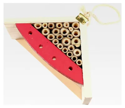 Produktbild von Holz Bienenhaus Garten Dekoration Bemaltes Insektenhotel mit Nest Hängendes Holzhaus für Wildbienen und Marienkäfer Pink Wetterfest Nisthilfe für Terrasse und Garten