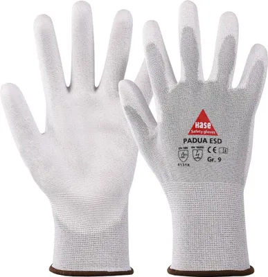 Produktbild von Hase Padua ESD Handschuhe Montage Feinstrick | grau/weiß