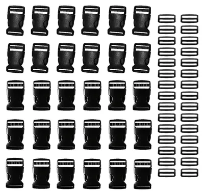 30 Kunststoff-Seitenentriegelungsschnallen, 25 mm, schwarz
