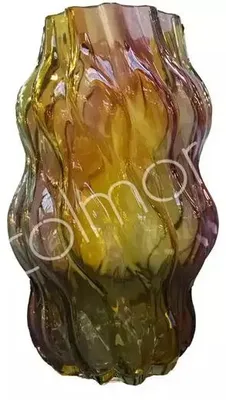 Image de Vase en verre, vert/jaune/rose, dimensions : 18x18x29 cm