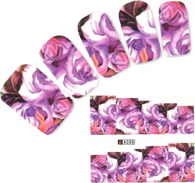 Produktbild von Tattoo Nail Blumen Rosen Blätter Aufkleber Nagel Sticker