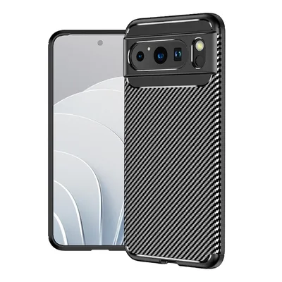 Obrázek produktu pro Pouzdro na mobilní telefon Google Pixel 8 Pro z TPU s karbonovou texturou, odolné proti nárazům, černé