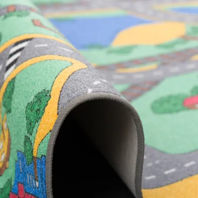 Produktbild von Kinder und Spielteppiche | Große Auswahl an Straßenteppichen | Pflegeleicht und Strapazierfähig, Größe:133x133 cm, Design:Straßenteppich