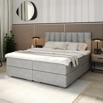 Produktbild von FDM Bett HEBRON Trinity 160x200 cm Polsterbett mit Boxspring Bettkasten Stauraumbett Samt grau