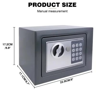 Produktbild von Tresor 4,6 l - Elektronischer Safe - Digitales Tastenfeld und Schlüssel - Stahlkonstruktion - 17x23x17 cm - Grau