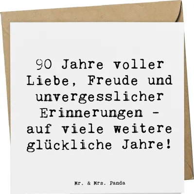 Produktbild von Mr. & Mrs. Panda Klappkarte Spruch 90. Geburtstag Liebe Freude - Weiß - Geschenk, Grußkarte, lachen, Alter, Meilenstein, anlasskarte, faltkarte, Jubiläum, doppelkarte