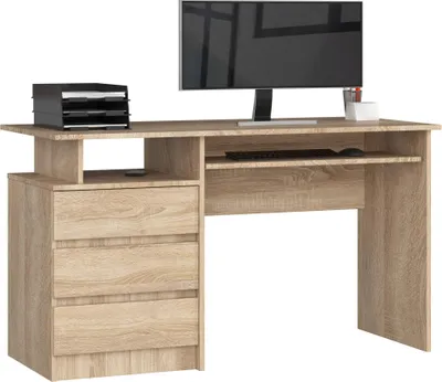 Image de Akord Bureau 3 Tiroirs Chêne Sonoma 135X60X77