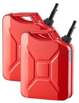 Immagine prodotto di SucceBuy - Tanica per carburante da 20 litri con beccuccio e maniglia, portata massima 6 l/min, serbatoio in metallo per auto, moto, ATV e UTV, rosso, set da 2 pezzi