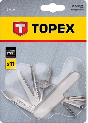 Immagine prodotto di TOPEX Coltello tascabile 11 lame, acciaio inox