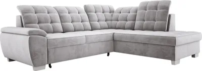 Produktbild von Komfortables Ecksofa LOTTA, Maße 258x212cm, Mit Schlaffunktion Und Hochwertiger Polsterung – Ideales Möbelstück Für Kleine Und Große Räume Anordnung auf der Rechten Seite Farbe: GRAU