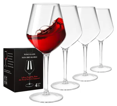 4er-Set unzerbrechliche Weingläser, 420 ml, Tritan-Kunststoff, BPA-frei