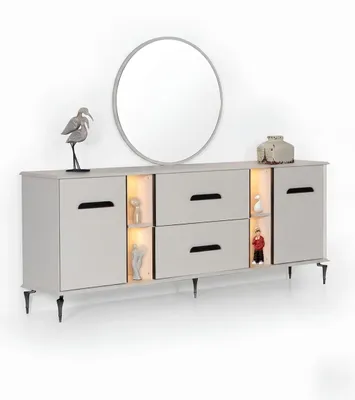 Image de Buffet beige, design moderne, spacieux, avec éclairage, élégant